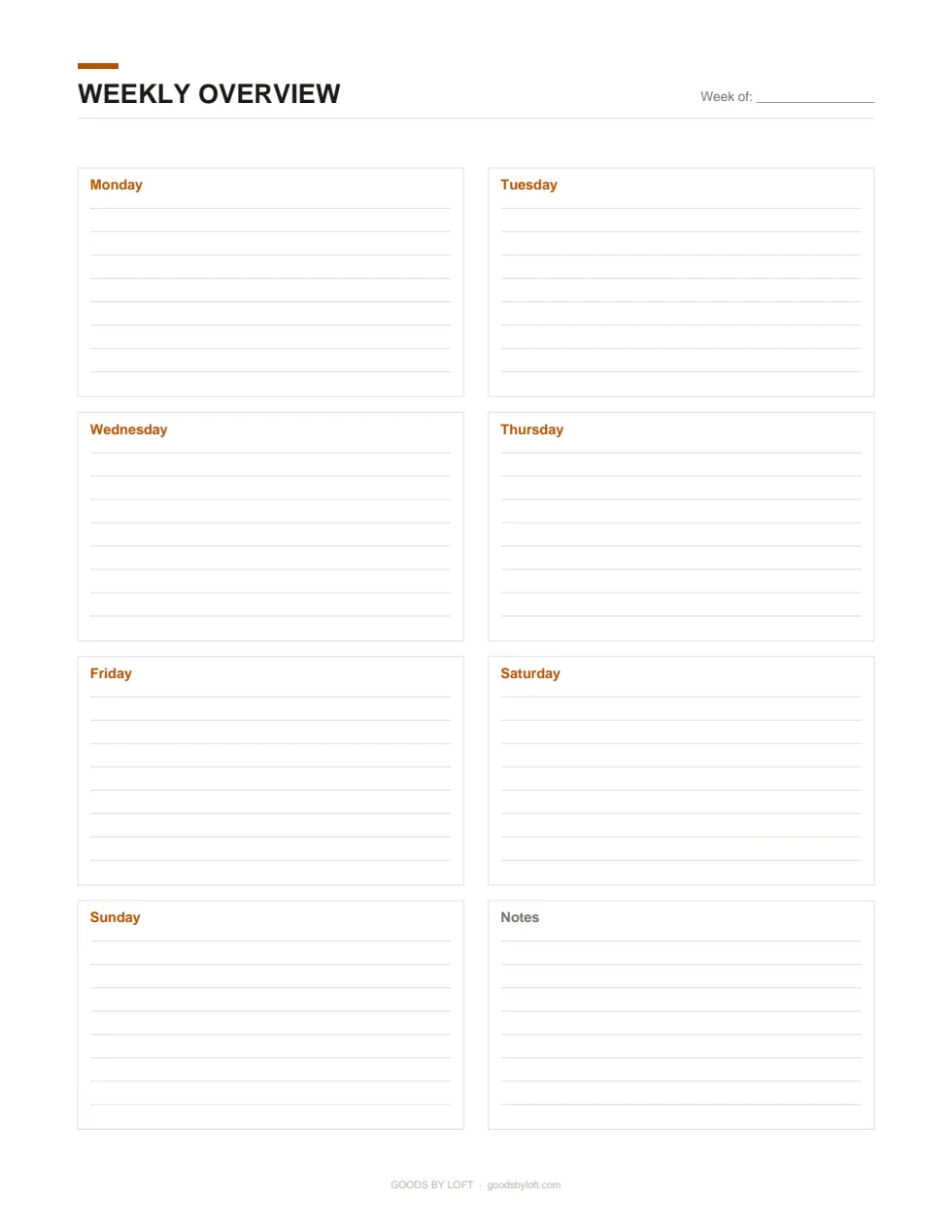 The weekly overview keeps deadlines visible